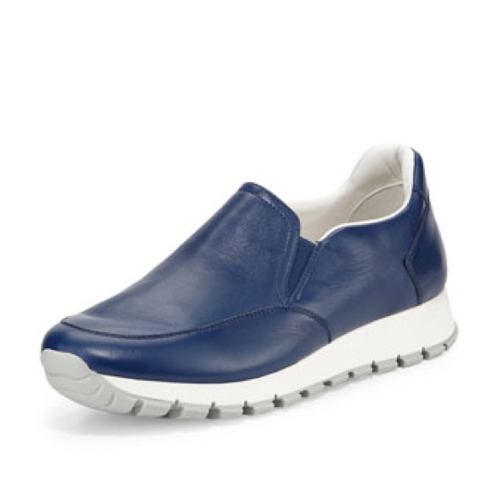 Prada Linea Rossa Leather Slip On Sneaker in Bluette